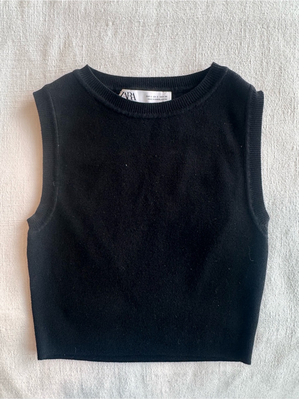 ZARA Black Knit Sleeveless Cropped Tank